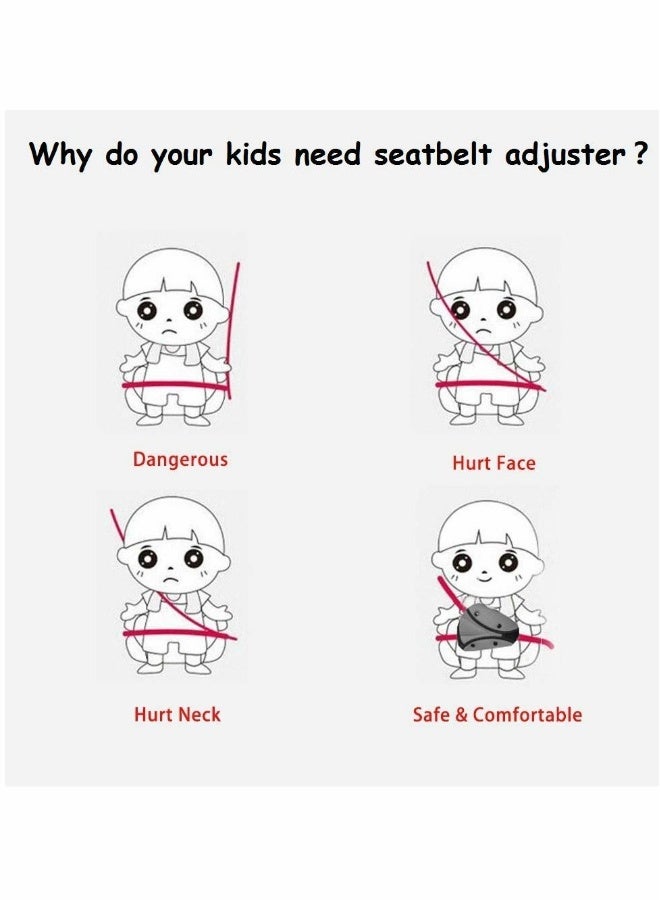 Seat Belt Adjuster and Pillow with Clip for Kids Travel,Neck Support Headrest Seatbelt Pillow Cover & Seatbelt Adjuster for Child,Car Seat Strap Cushion Pads for Baby Short People Adult (Gray)  - Image 2