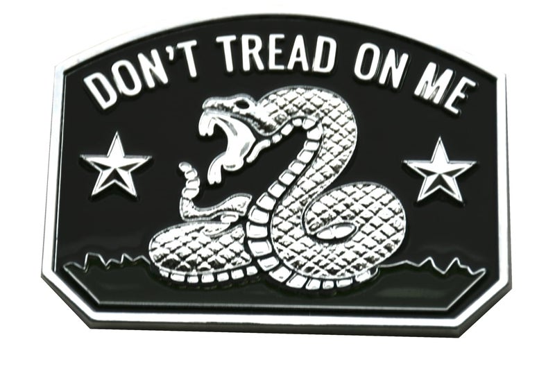 Chywcar 1x Gadsden Flag Rattlesnake Car Emblem 3D Decal Sticker with Dont Tread ON ME Slogan Fit for Car Truck Motorcycle Window Door and Flat Surface Chrome - Image 3