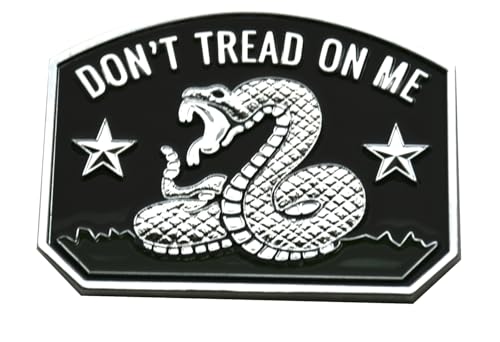 Chywcar 1x Gadsden Flag Rattlesnake Car Emblem 3D Decal Sticker with Dont Tread ON ME Slogan Fit for Car Truck Motorcycle Window Door and Flat Surface Chrome - Image 1