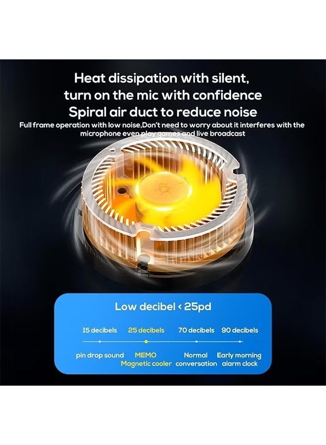 Memo Magnetic Phone Cooler for Game Fan, Portable Phone Cooling Fan, Universal Phone Fan Cellphone Radiator for Gameing, Cell Phone Cooler for Smartphone/iOS/Android/Tablet/ipad (Black+Orange) - Image 2