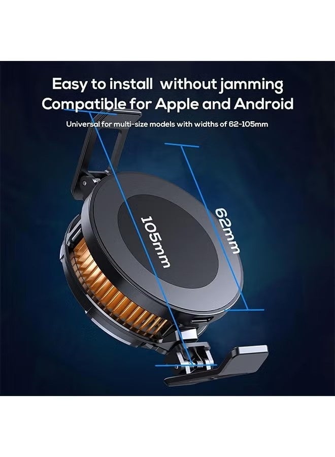Memo Magnetic Phone Cooler for Game Fan, Portable Phone Cooling Fan, Universal Phone Fan Cellphone Radiator for Gameing, Cell Phone Cooler for Smartphone/iOS/Android/Tablet/ipad (Black+Orange) - Image 3
