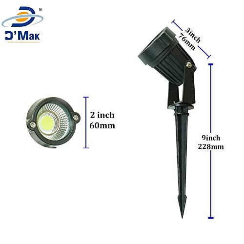 D'Mak 3 Watt and Spike Focus 'IP65 ' Water Resistant and Adjustable 180° Black Aluminium Body Outdoor LED Garden Lights (Warm White) - Pack of 10 - Image 3
