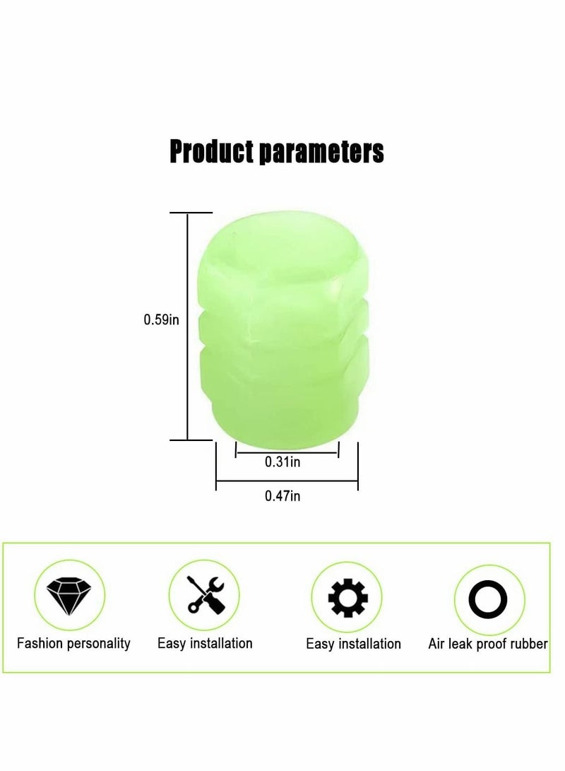Generic Car Tire Valve Cap, 4PCS Green Fluorescence, Bike Motorcycle Noctilucous Illuminated Valve Cap, Universal Wheel Valve Caps for Car Truck Motorcycles Bike Tires, Need Sunlight to Absorb Energy  - Image 2