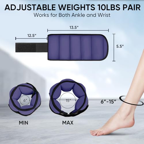 APEXUP 10lbs/Pair Adjustable Ankle Weights for Women and Men, Modularized Leg Weight Straps for Yoga, Walking, Running, Aerobics, Gym (Purple) - Image 2