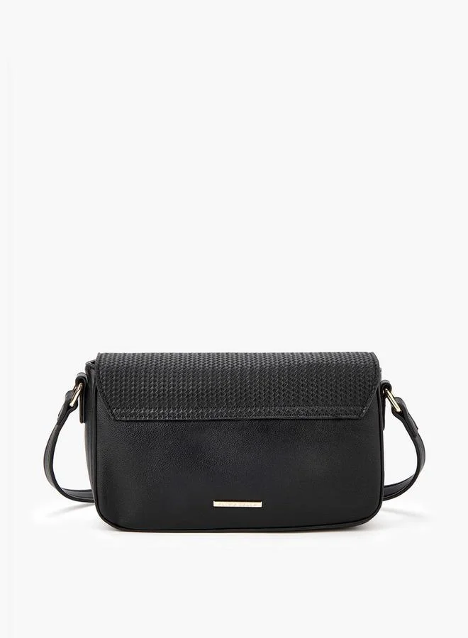 Flora Bella By Shoexpress Textured Crossbody Bag with Adjustable Strap and Twist Lock Closure