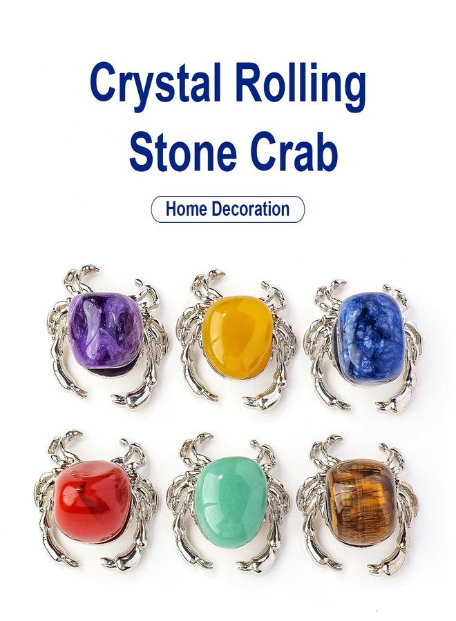Apengshi for Teens 8 PCS Crab Statues Home Decor Natural Rolling Crystal Animal Figurines Sea Crab Animal Jade Gemstone Carving Handmade Tabletop Ornament (8-PCS-Crab) - Image 4