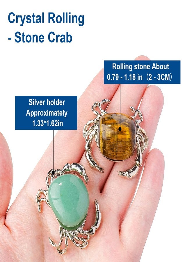 Apengshi for Teens 8 PCS Crab Statues Home Decor Natural Rolling Crystal Animal Figurines Sea Crab Animal Jade Gemstone Carving Handmade Tabletop Ornament (8-PCS-Crab) - Image 2