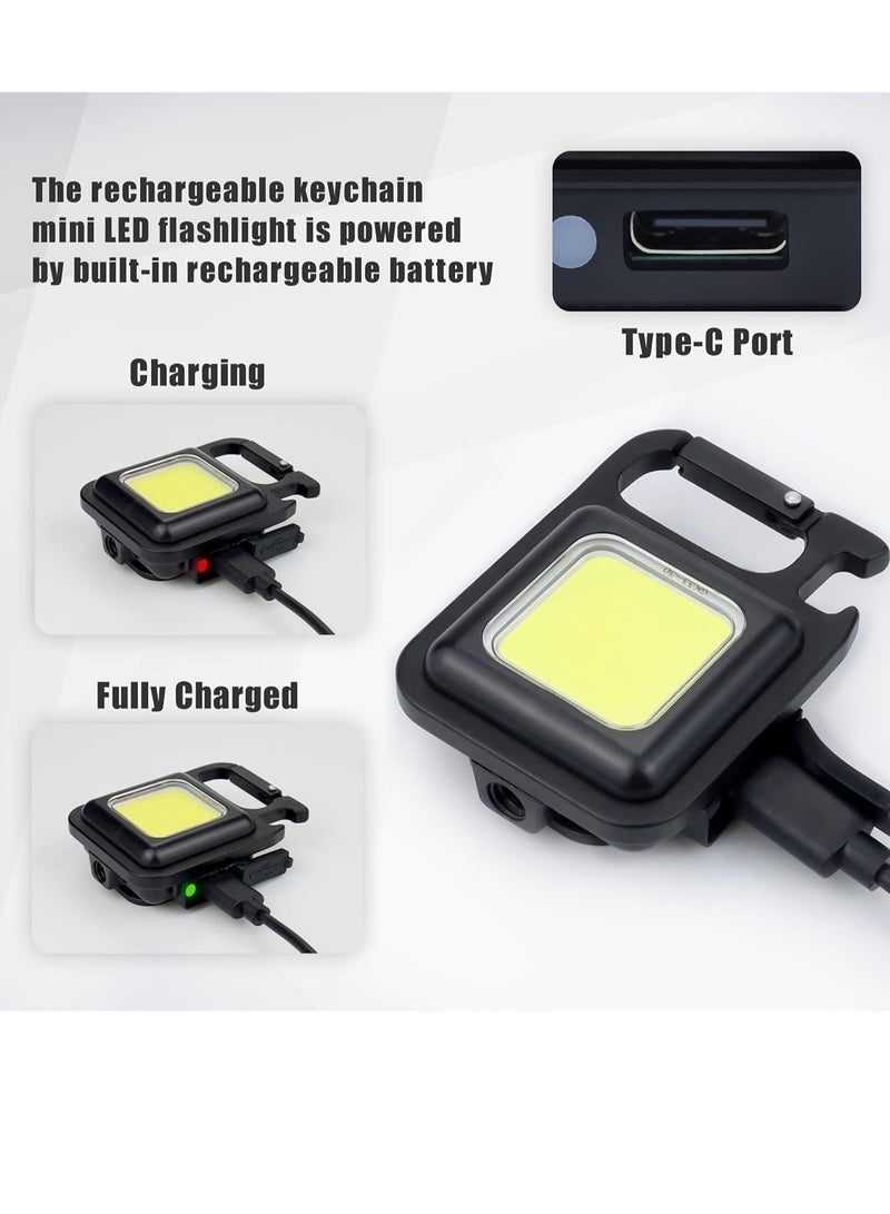 ELTRAZONE Adventure Small LED Flashlight 800 Lumens, Rechargeable Keychain Mini Flashlight 4 Light Modes Portable Pocket Light with Folding Bracket Bottle Opener and Magnet Base for Fishing Walking Camping - Image 2