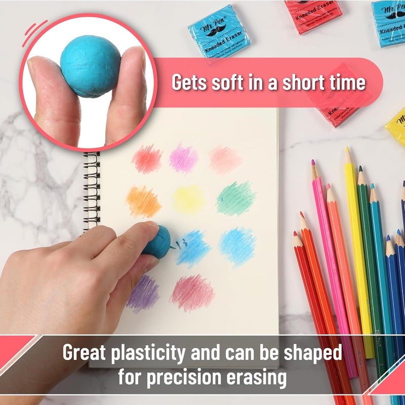 Mr. Pen- Kneaded Eraser Set, 18 Pack | Colorful Moldable Art Erasers with Storage Cases & Sharpener, Soft Kneadable Erasers for Charcoal, Graphite - Image 3