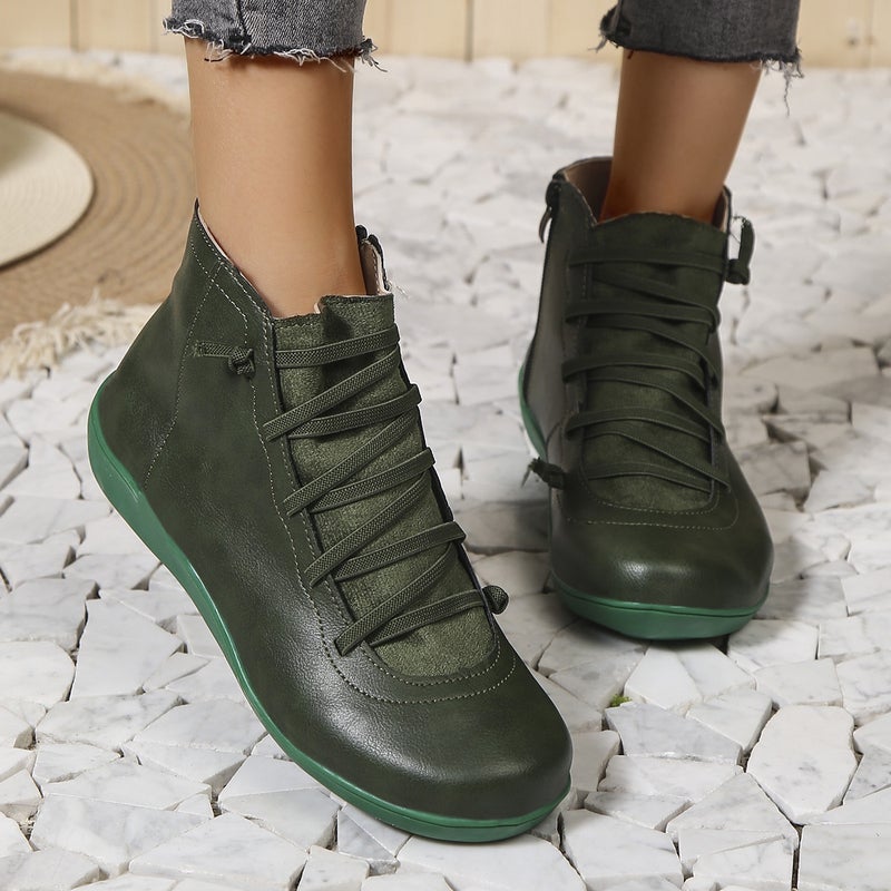 Cross-border Hot New plus size Martin Boots Women's Mid-top Fashion Good Match European and American Short Boots Casual Boots Flat Autumn and Winter - Image 1