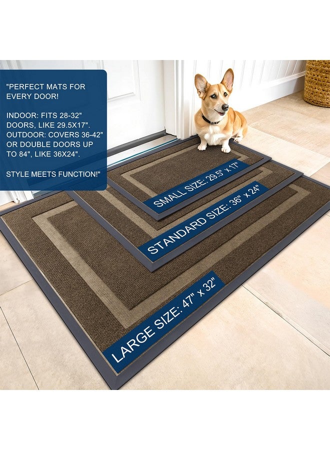 OLANLY Front Door Mat Indoor Outdoor Entrance, Waterproof All-Season, All-Weather Doormat, Sturdy Natural Rubber, Fade Resistant, Low Profile, Easy Clean Patio Porch Entryway Mat, 36x24, Brown - Image 2