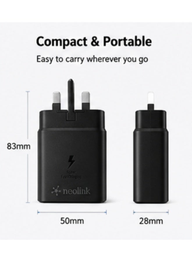 Neolink 45W USB-C Super Fast Charger PD PPS Fast Charging Wall Adapter UK Plug Black - Image 4