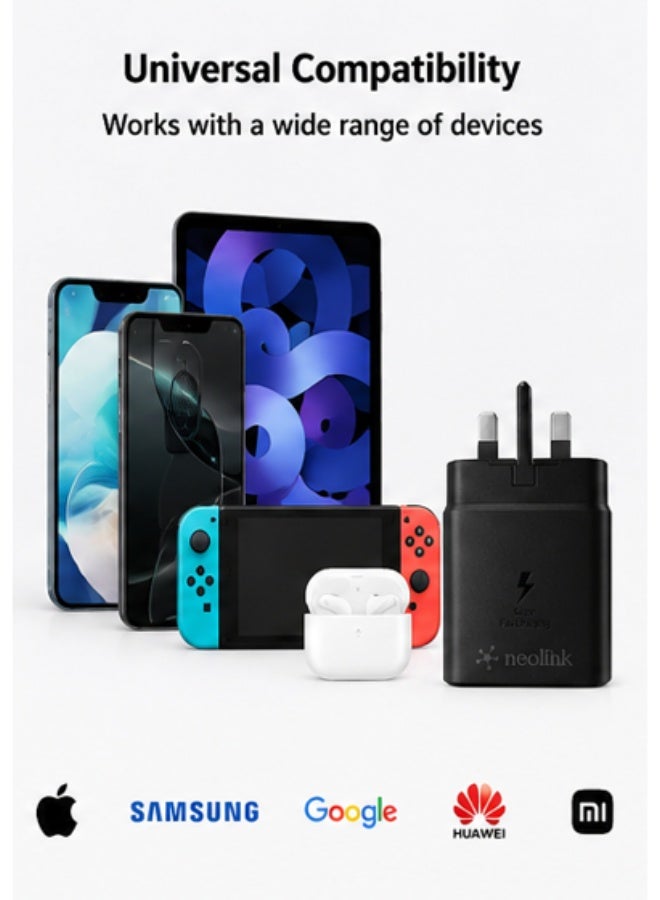 Neolink 45W USB-C Super Fast Charger PD PPS Fast Charging Wall Adapter UK Plug Black - Image 3