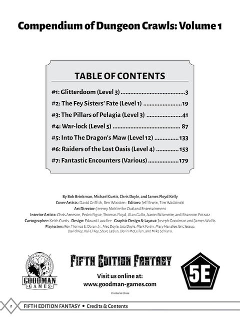 D&D 5E: Compendium of Dungeon Crawls Volume 1