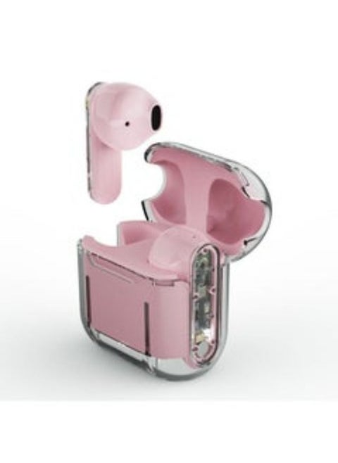 New Pro12 Wireless Bluetooth Headset Transparent Bin Tws Esports Gaming Low Delay Noise Reduction Pink