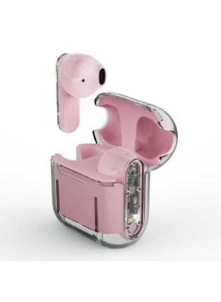 New Pro12 Wireless Bluetooth Headset Transparent Bin Tws Esports Gaming Low Delay Noise Reduction Pink