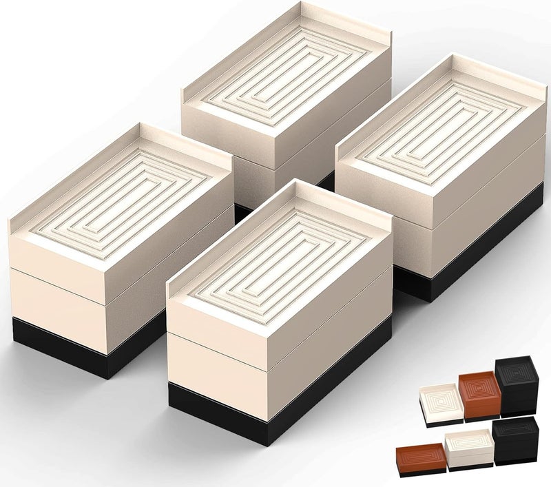Tclouda Furniture Risers, Bed/Sofa/Desk/Table/Chair Leg/Fridge Lifts to 1.5, 3 and 4 in, Rectangle Adjustable Risers Blocks for Extenders, Heavy Duty Supports Up to 1300 Lbs, 3 in-Apricot-Rectangle - Image 1