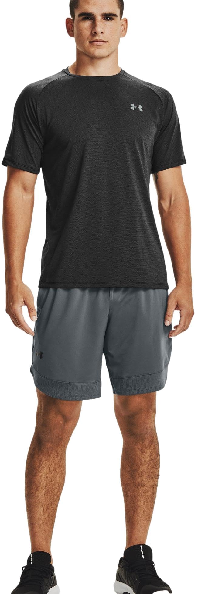 UNDER ARMOUR تي شيرت قصير الأكمام للرجال من أندر أرمور 2.0، أسود رمادي 001، L - Image 2