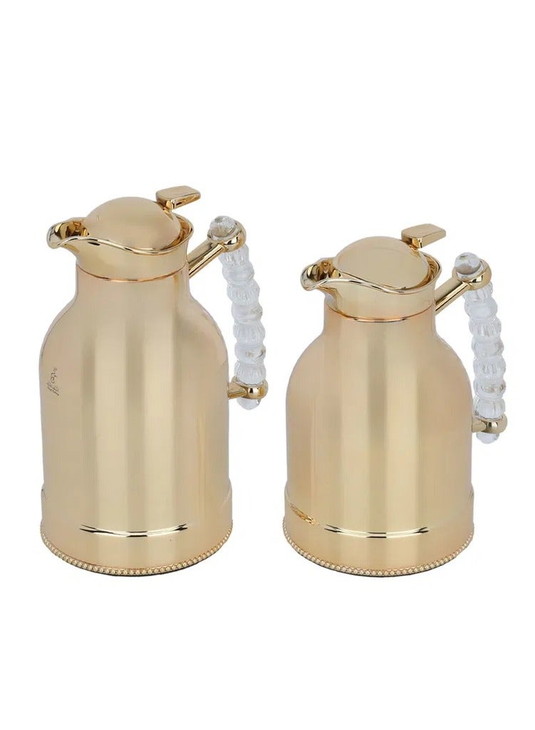 Alsaif Gallery Al Saif Gallery unique stainless steel thermos set, 2 pieces, 1 liter - gold - Image 2