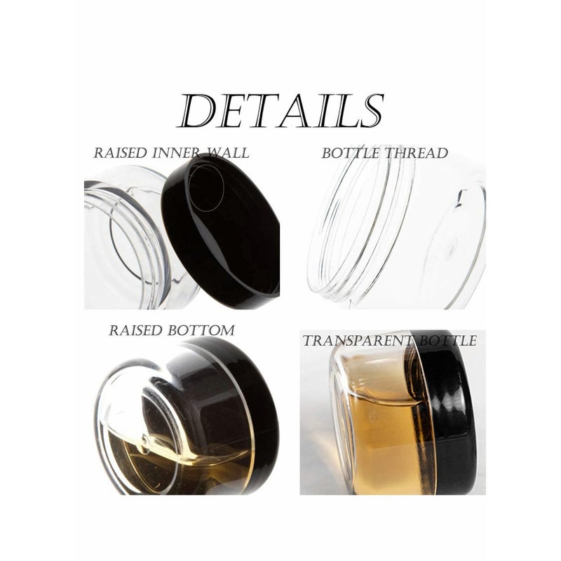 SOLARAE Plastic Makeup Cosmetic Jars, 12pcs 15ml Column Refillable Travel Empty Clear Sample Container Pots Bottles with Black Screw-on Lids and 6pcs Mini Spatulas for Creams/Powder/Make Up Cosmetic - Image 3