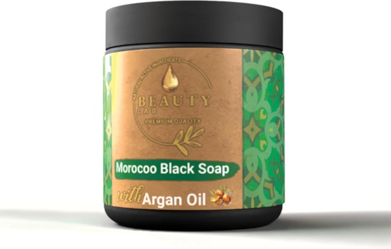 Beauty Lab Moroccan Black Soap with Argan Oil 250 gm | 100% natural | Body Scrub | Purifying | Cleansing | Glow body skin |Removes dead skin cells | exfoliating for Hammam Ritual