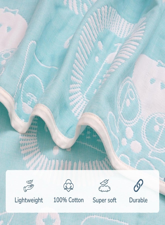 TIDY SLEEP بطانية أطفال مصبوغة بخيوط من تيدي سليب (140 × 100 سم) | تصميم فائق النعومة ومريح بأربع طبقات للأطفال الرضع والأطفال الصغار حتى عمر سنتين إلى 6 سنوات | بطانية خفيفة الوزن وجيدة التهوية مناسبة لجميع الفصول (أزرق بنقشة حيوانات الحفلات) - Image 2