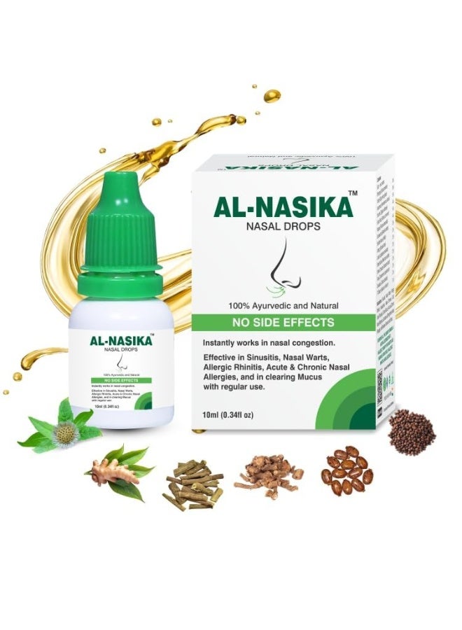 Al-Nasika Nasal Drops Effective in Treatment of Sinusitis Nasal Warts Allergic Rhinitis etc. - 10ml - Image 1