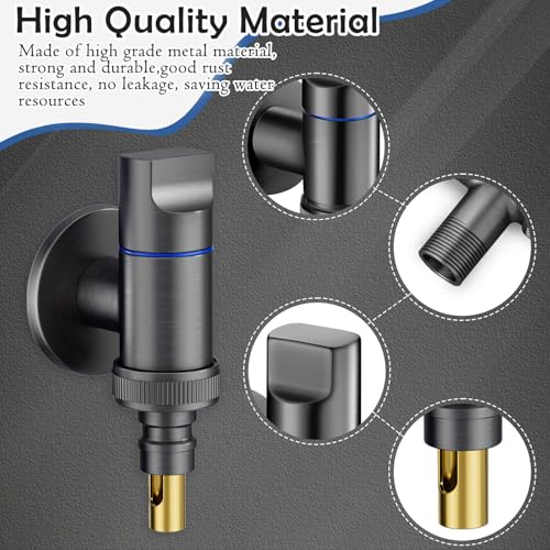 TecoKart® Washing Machine Faucet, G1/2 Modular Tap for Washing Machine, Wall Mounted Brass Angle Valve, Universal Shut Off Valve for Bathroom, Toilet, Garden – Gunmetal - Image 3