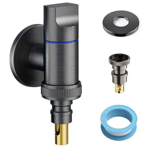 TecoKart® Washing Machine Faucet, G1/2 Modular Tap for Washing Machine, Wall Mounted Brass Angle Valve, Universal Shut Off Valve for Bathroom, Toilet, Garden – Gunmetal - Image 1
