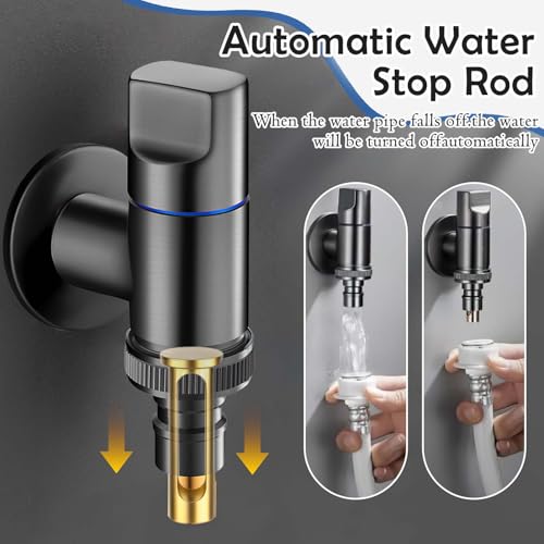 TecoKart® Washing Machine Faucet, G1/2 Modular Tap for Washing Machine, Wall Mounted Brass Angle Valve, Universal Shut Off Valve for Bathroom, Toilet, Garden – Gunmetal - Image 5