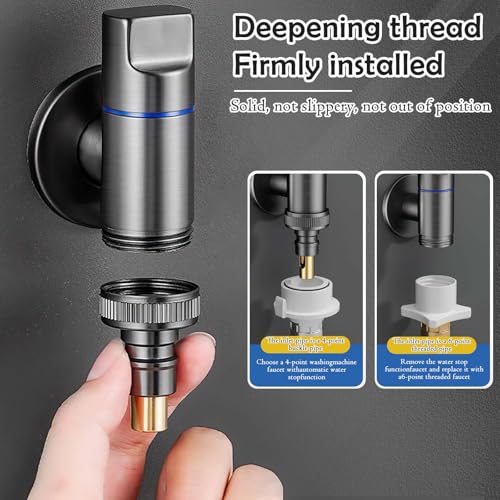 TecoKart® Washing Machine Faucet, G1/2 Modular Tap for Washing Machine, Wall Mounted Brass Angle Valve, Universal Shut Off Valve for Bathroom, Toilet, Garden – Gunmetal - Image 4