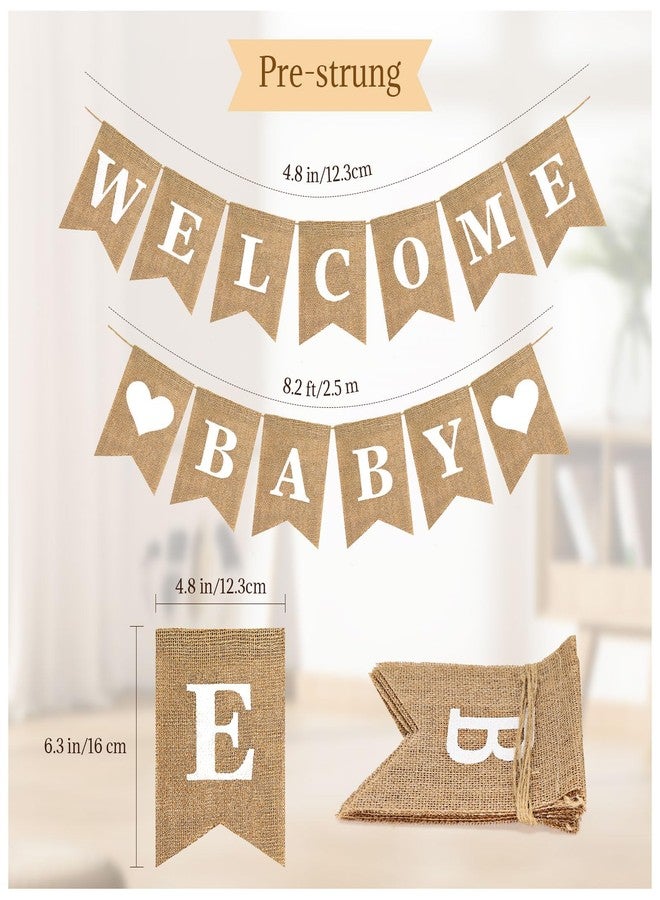 LIGHOON Welcome Baby Sign, Burlap Welcome Baby Banner Pre-Strung Baby Shower decorations Baby Announcement Signs for Boy or Girl Baby Arrival Banners for Backdrop, Adorable Neutral Gender Reveal Party Decor - Image 2