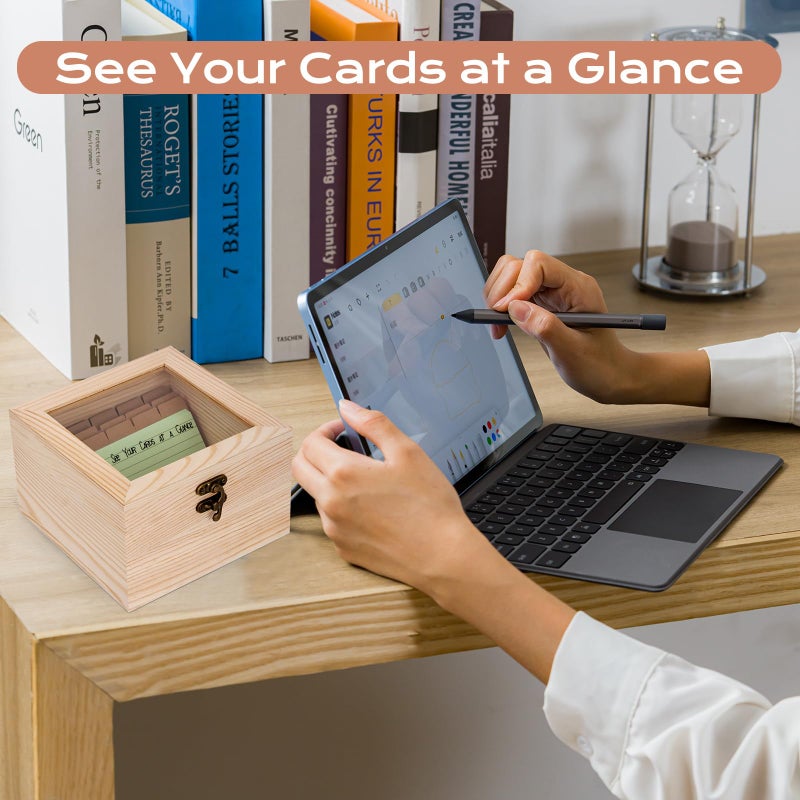 meiqidi Index Card Organizer with Dividers, Index Card Box 3x5 with Clear Lid, 100 Pcs Flash Cards, 30 Dividers, 1 Blank Sticker, 1 Letter Sticker and 1 Weekly Stickers - Image 2