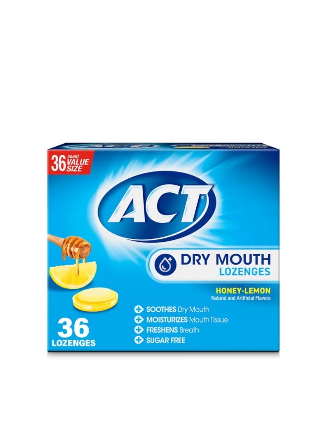 ACT Dry Mouth Lozenges With Xylitol, 36-Count, Sugar Free Honey-Lemon