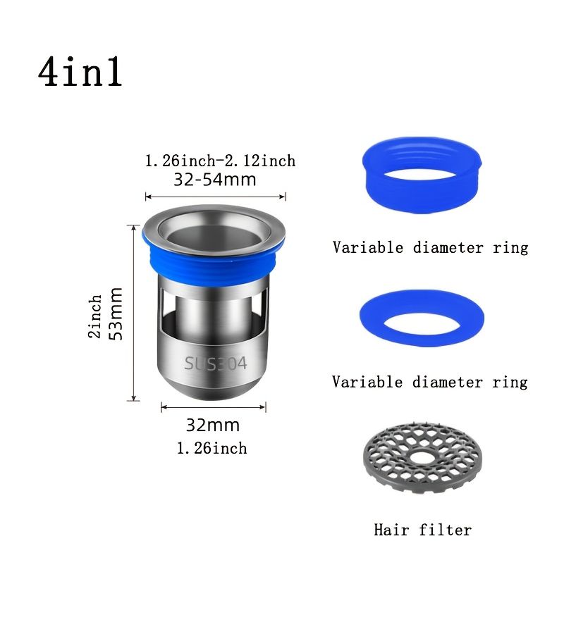 High Quality Drain Core Odor Proof Insect Proof Backflow Preventer With Detachable Hair Catcher 1 Set - Image 1