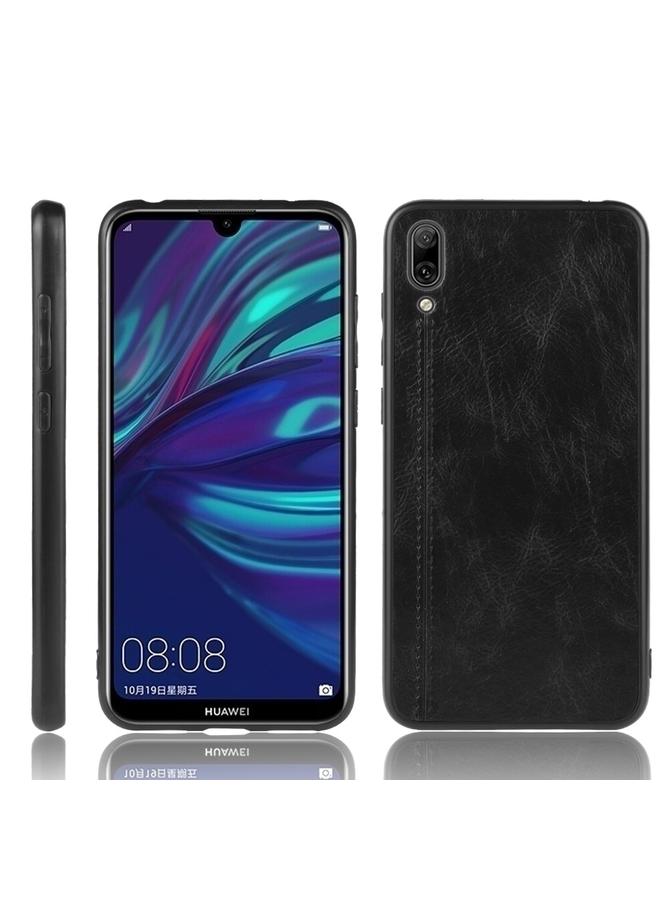 اس-توب جراب لهاتف Huawei Enjoy 9 / Y7 Pro 2019 مقاوم للصدمات بنمط جلد البقر المخيط من مادة PC + PU + TPU - Image 1