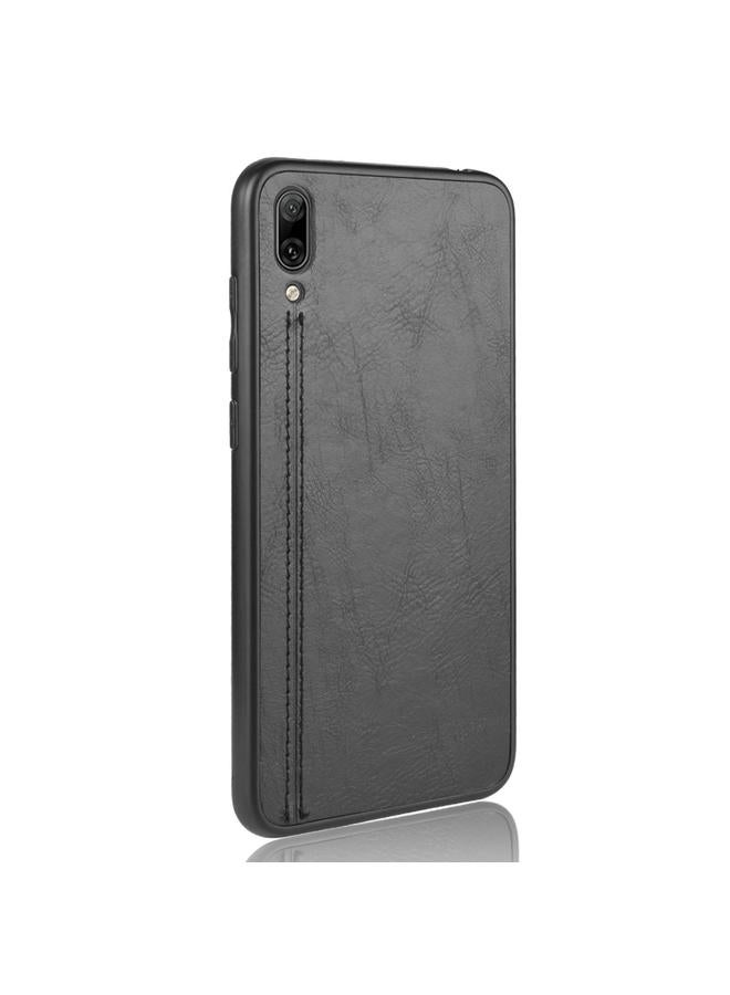اس-توب جراب لهاتف Huawei Enjoy 9 / Y7 Pro 2019 مقاوم للصدمات بنمط جلد البقر المخيط من مادة PC + PU + TPU - Image 3