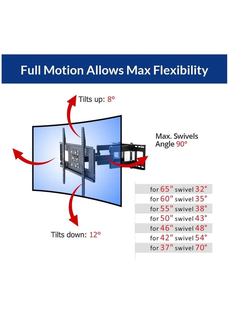 Curved Flat TV Wall Mount TV Bracket for 32-65 inch up to 132lbs VESA 600x400mm with Swivel Articulating Dual Arms - Image 2