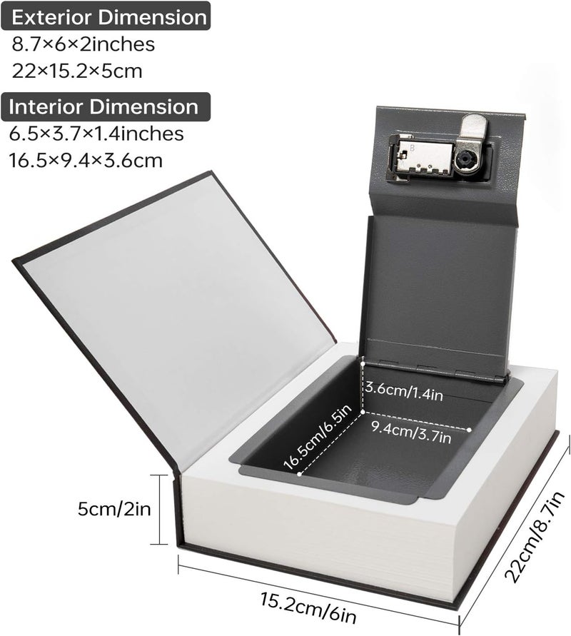 PACOLO Real Paper Transfer Book Safe, Hollow with Secret Hidden Compartment, Key Lock, 8.7"×6"×2" (Black Dictionary-Key) - Image 3