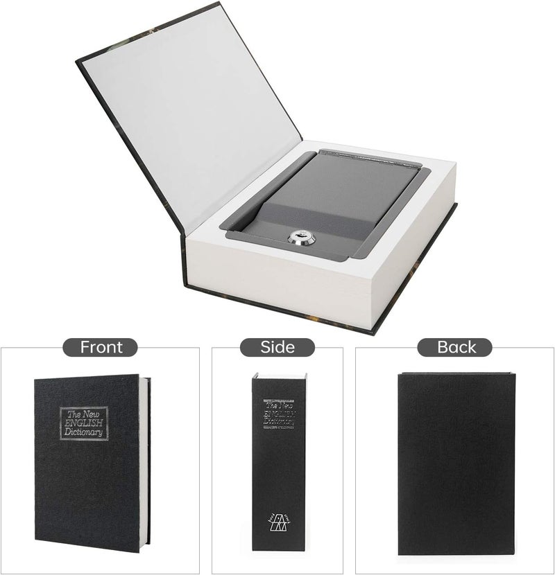 PACOLO Real Paper Transfer Book Safe, Hollow with Secret Hidden Compartment, Key Lock, 8.7"×6"×2" (Black Dictionary-Key) - Image 2