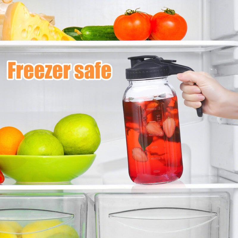 Balter-D Glass Mason Jar Pitcher with Pour Spout Lid, 64OZ Leak-proof Wide Mouth Jugs for Cold Brew Coffee, Breast Milk Storage, Water, Sets of 3 - Image 4