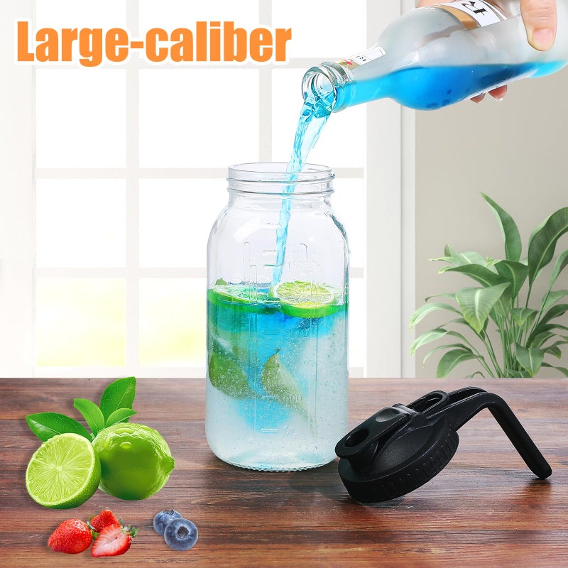 Balter-D Glass Mason Jar Pitcher with Pour Spout Lid, 64OZ Leak-proof Wide Mouth Jugs for Cold Brew Coffee, Breast Milk Storage, Water, Sets of 3 - Image 5