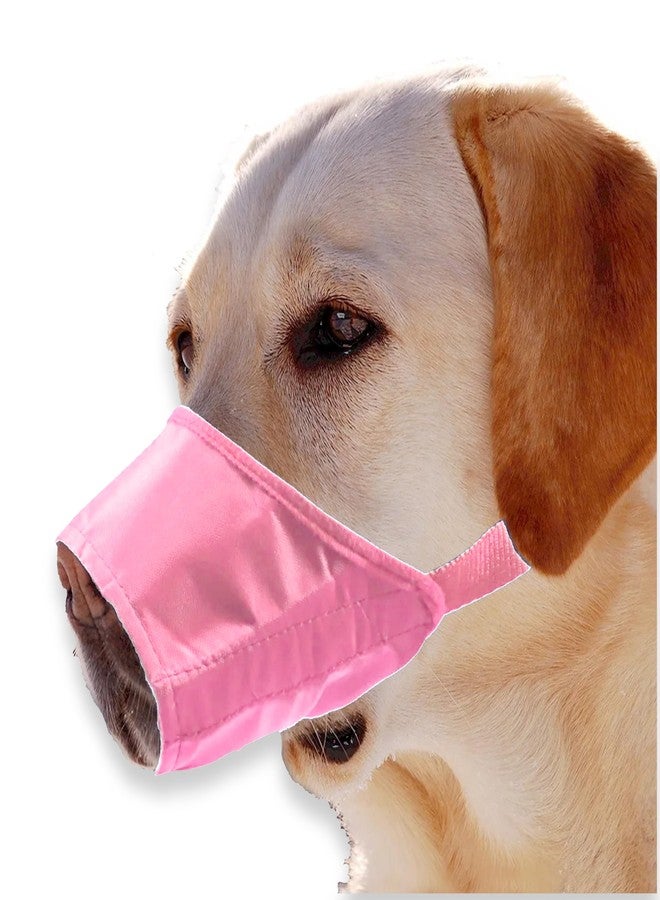 كمامة للكلاب لحماية الكلب، كمامة ناعمة من النايلون لمنع العض والنباح والمضغ، كمامة قابلة للتهوية والشرب مع حلقة قابلة للتعديل للحيوانات الأليفة الصغيرة والمتوسطة والكبيرة (4# M، وردي) - Image 1