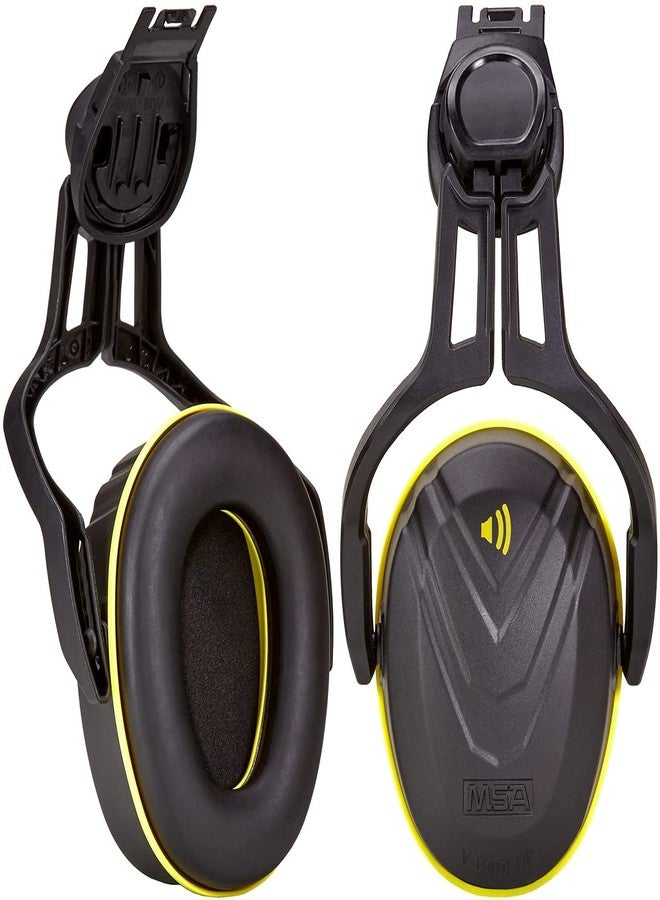 MSA 10190357 V-Gard Helmet Ear Defenders - Enhanced Comfort Hearing Protection Capsules with Helmet Mount for V-Gard Cap Style Hard Hats - Black/Yellow - Medium Attenuation SNR: 32 dB - Image 1