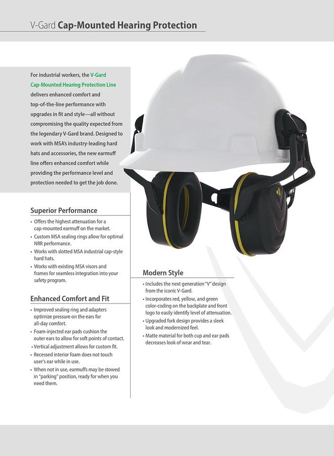 MSA 10190357 V-Gard Helmet Ear Defenders - Enhanced Comfort Hearing Protection Capsules with Helmet Mount for V-Gard Cap Style Hard Hats - Black/Yellow - Medium Attenuation SNR: 32 dB - Image 3