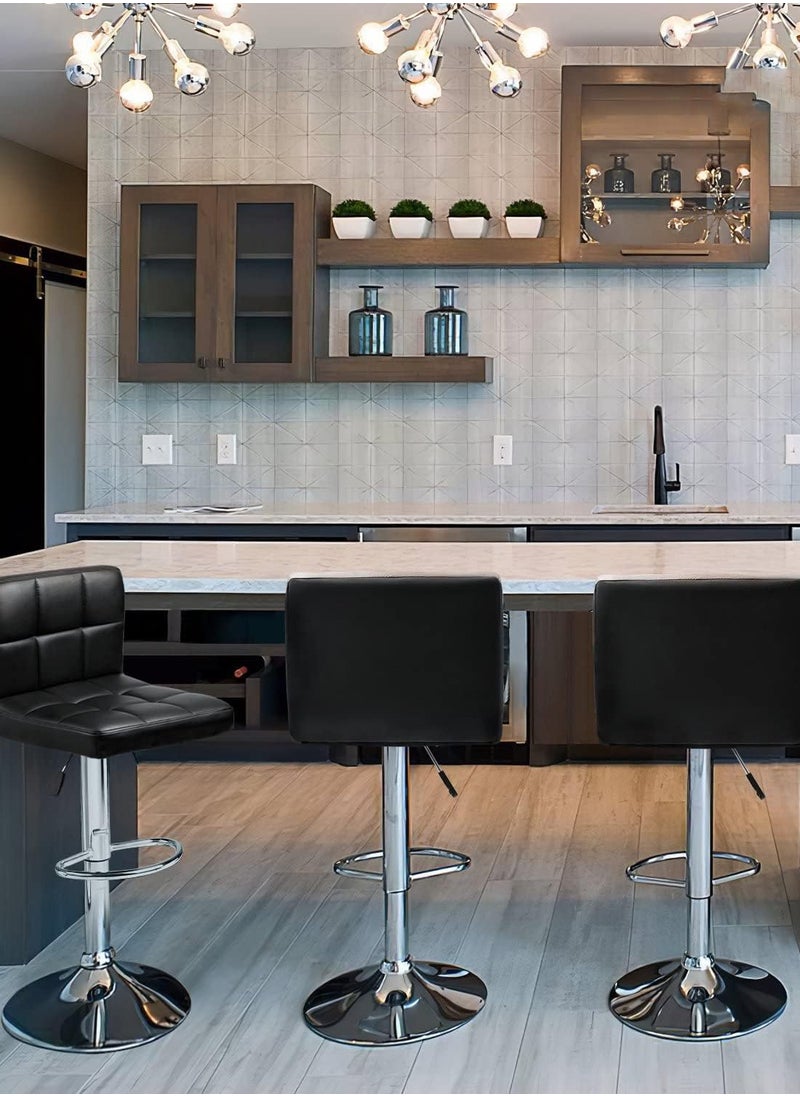 CityRiya-Long Bar Stool Swivel Adjustable Barstools PU Leather Bar Chairs Dining Chair Kitchen Counter Island Bar Stool with Back Barstool for Home Kitchen Island Black  - Image 5