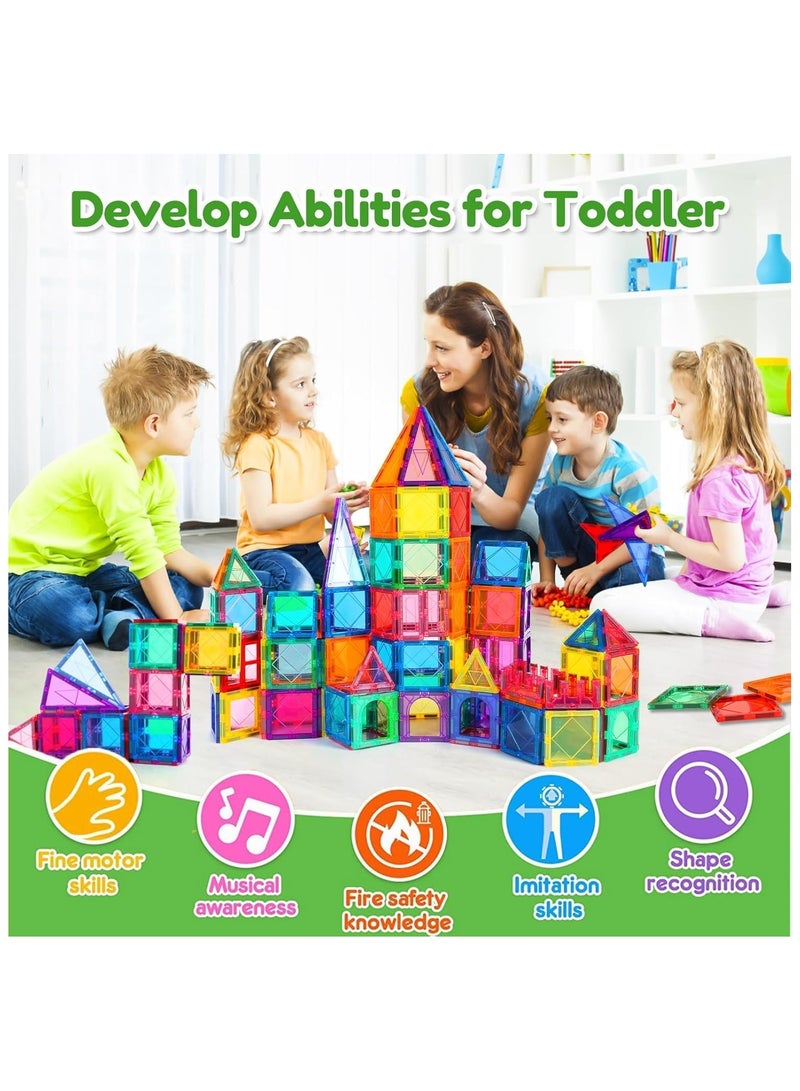 Zyler Fun Magnetic Tiles 110 Piece Building Blocks for Kids, 3D Magnetic Puzzles, Stacking Blocks, Creative Educational Toys for Early Learning, Fun Play, and STEM Development with LED Lights - Image 5