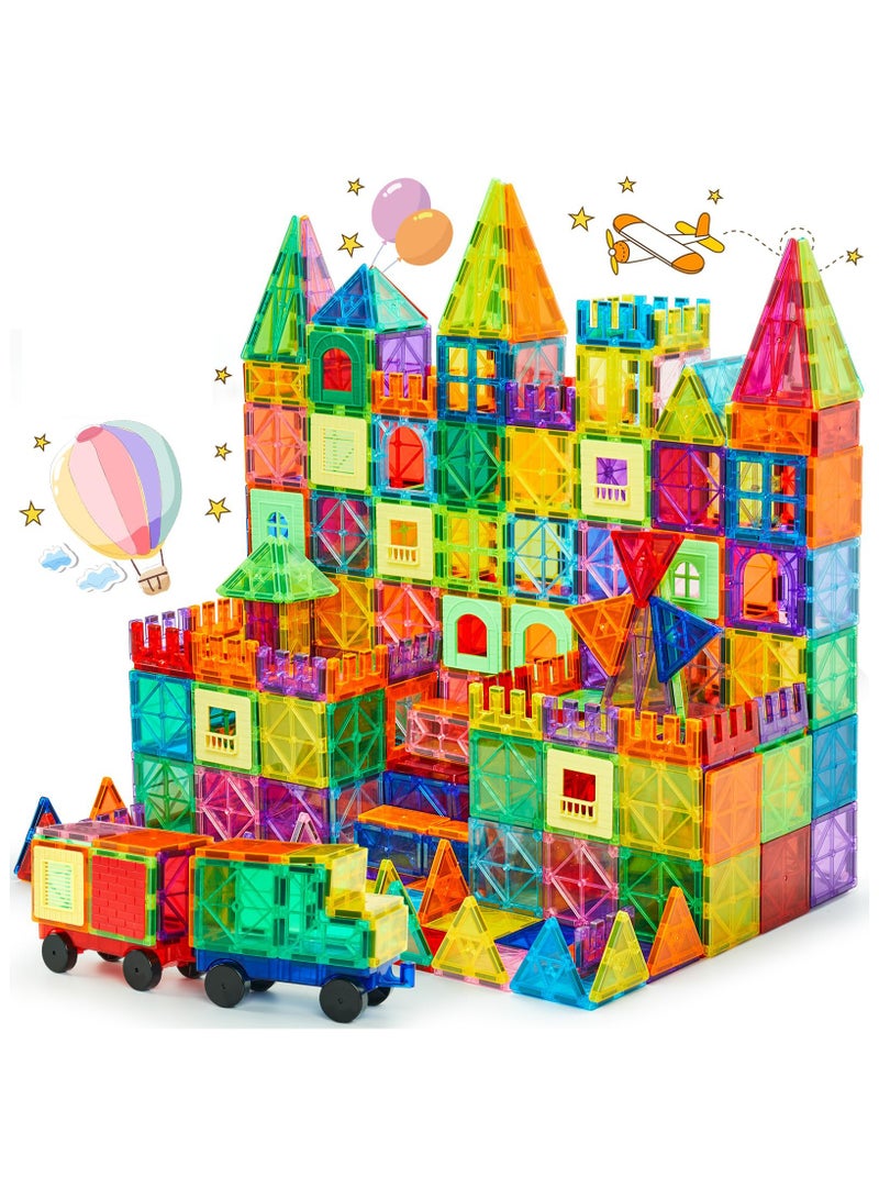 Zyler Fun Magnetic Tiles 110 Piece Building Blocks for Kids, 3D Magnetic Puzzles, Stacking Blocks, Creative Educational Toys for Early Learning, Fun Play, and STEM Development with LED Lights - Image 1