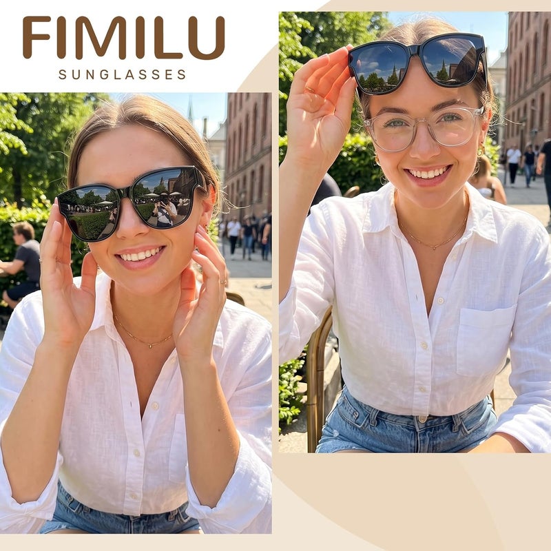 FIMILU Sunglasses for Women Trendy Polarized Sunglasses Oversized Big Sun Glasses Ladies Shades UV Protection | Fits Over Glasses ≤5.4"x1.65". Side Shields Block Sun & Wind. Weighs Only 1.1 oz—Light enough for All-day Comfortable Driving - Image 3