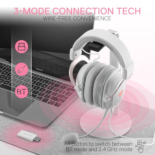 Redragon H510 PRO 3-Mode RGB Gaming Headset - 7.1 Surround Sound - 53MM Audio Drivers in Memory Foam Ear Pads w/Durable Fabric Cover- Multi Platforms Headphone - USB Powered for PC/PS4/NS - Image 3